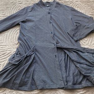 FRONT PORCH XS Black Stripe Lagenlook Pintuck Pocket Cardigan